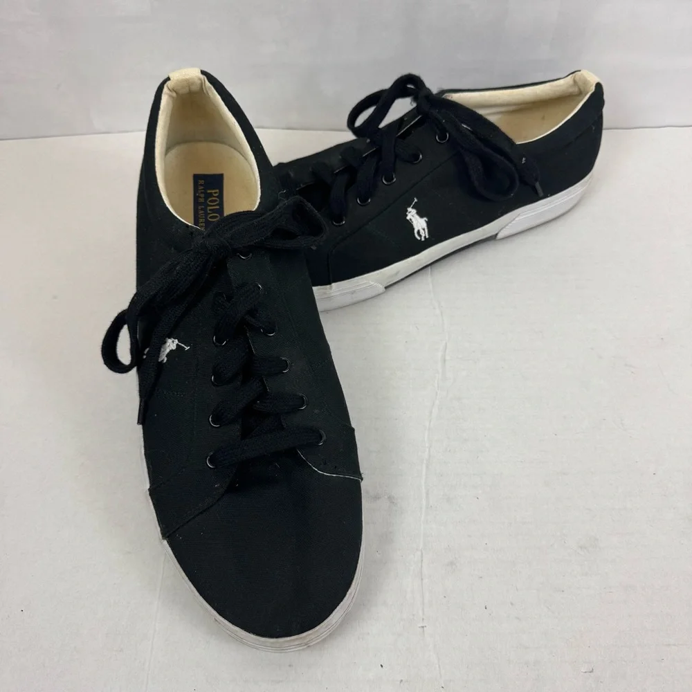 Polo Ralph Lauren Black Canvas Low‎ Top Sneakers Men’s Size 16D Casual Shoes